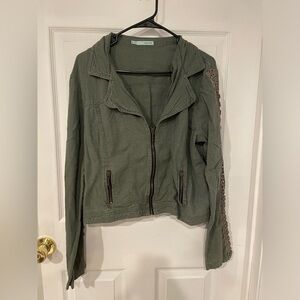 Maurice’s  XXL Army green short jacket with crochet lace sleeves